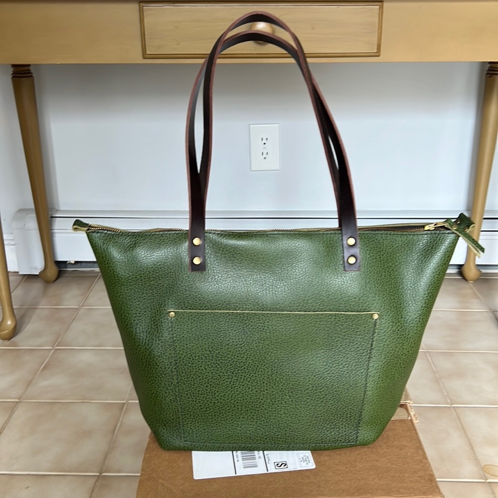 Large Avocado zip tote from Portland Leather Goods